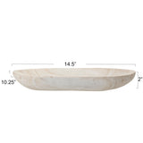 Bloomingville Hand-Carved Paulownia Wood Bowl with Whitewashed Finish Bloomingville