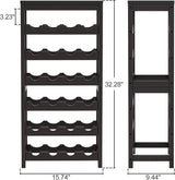 FoverOne 24-Bottle Wine Rack Freestanding Floor, 6-Tier Bamboo Wine Display Rack Storage Shelf with Table Top for Kitchen Dining Room Bar Cellar - Dark Brown FoverOne