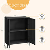 Steehoom Metal Storage Cabinet with 2 Door, Steel Locker Sideboard Buffet Cabinet Console Table for Home Office (Black) Steehoom