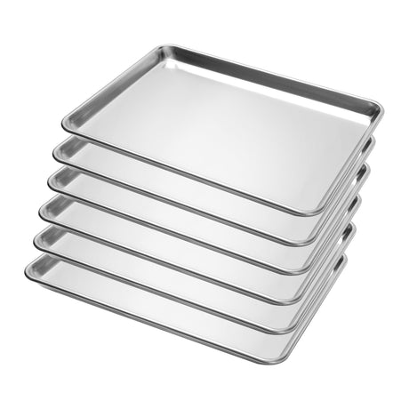 BIEAMA 6 Pack Half Size Baking Sheet Pan Aluminum Commercial Pan for Oven Freezer Bakery Hotel Restaurant 13" × 18" BIEAMA