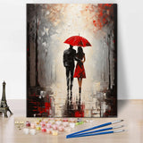 Paint by Numbers for Adults, Adult Paint by Number Kits - Romantic Couple Walking in Rain Under Umbrella, Serene Rainy Street Scene Painting Kit for Beginners - 16x20 Inch TUMOVO