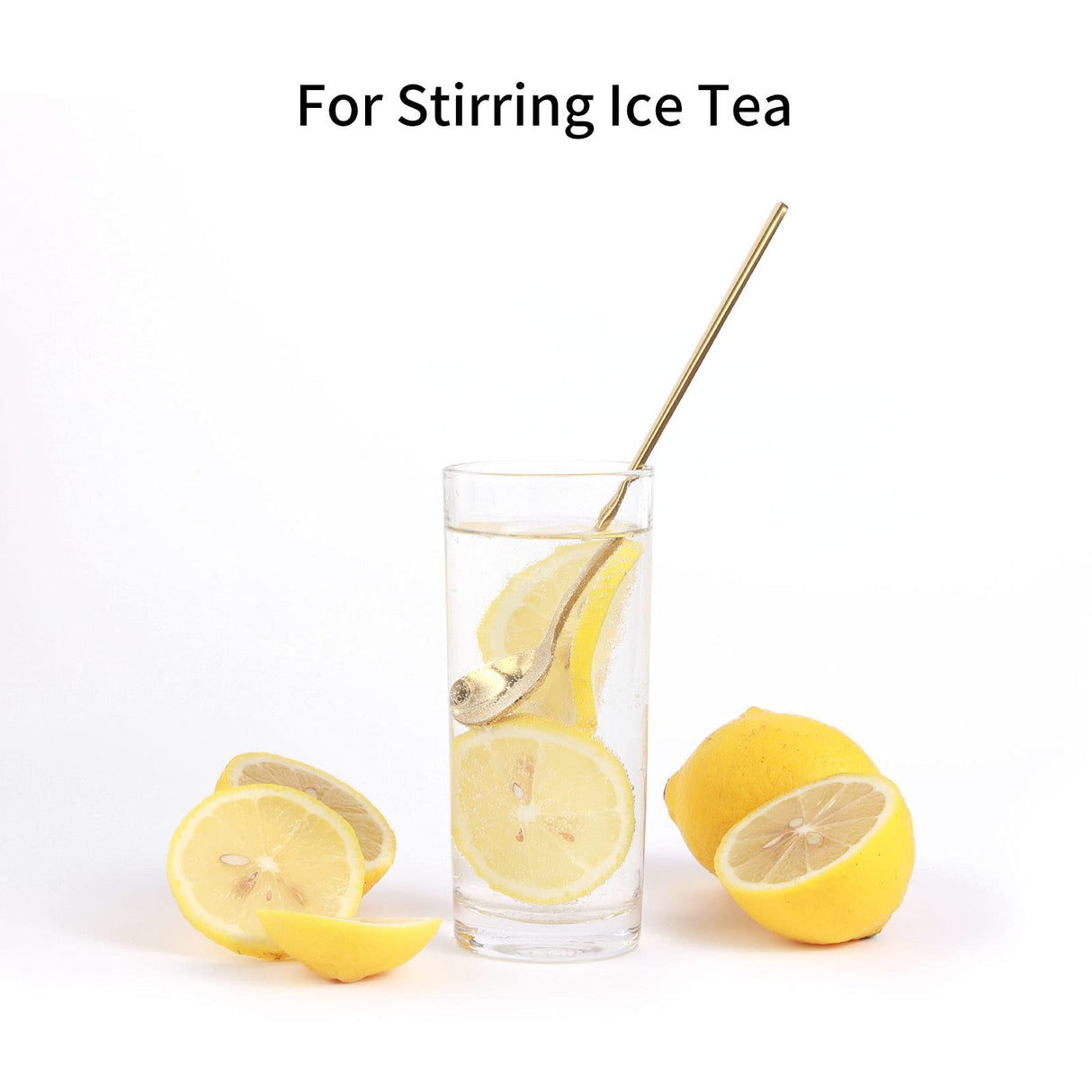 4 PCS 6.7 Inches Coffee Spoons, Stirring Spoons, Tea Spoons Long Handle, Gold Teaspoons, Gold Spoons, Ice Tea Spoons, Long Spoons for Stirring, Gold Espresso Spoons Stainless Steel GENRICE