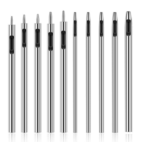 10 Pcs Leather Hole Punch Cutter 0.5mm-3.5mm Hollow Punch Set for Leather Crafting Round Hollow Tools for Watch Bands Belts Canvas Paper Rubber Soft Material Working Jmuiiu
