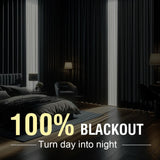 H.VERSAILTEX Blackout Curtains, Linen Curtains 108 inches Long 100% Black Out Curtains for Bedroom Windows, Textured Linen Look Draperies Grommet with White Liner, 2 Panels, Natural H.VERSAILTEX