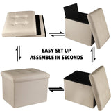 ALASDO Storage Ottoman Footrest Stool Small Ottoman with Storage Foldable Ottoman Foot Rest Footstool Bench for Living Room 17x13x13inches Beige ALASDO