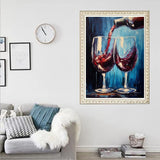 F-CANLAN Round Full Drill Diamond Painting Set 5D Red Wine Diamond Art Kits Wine Glass Diamond Art Painting by Numbers Alcohol Diamond Painting with Gem for Children for Room Decor (12X16 inches) F-CANLAN