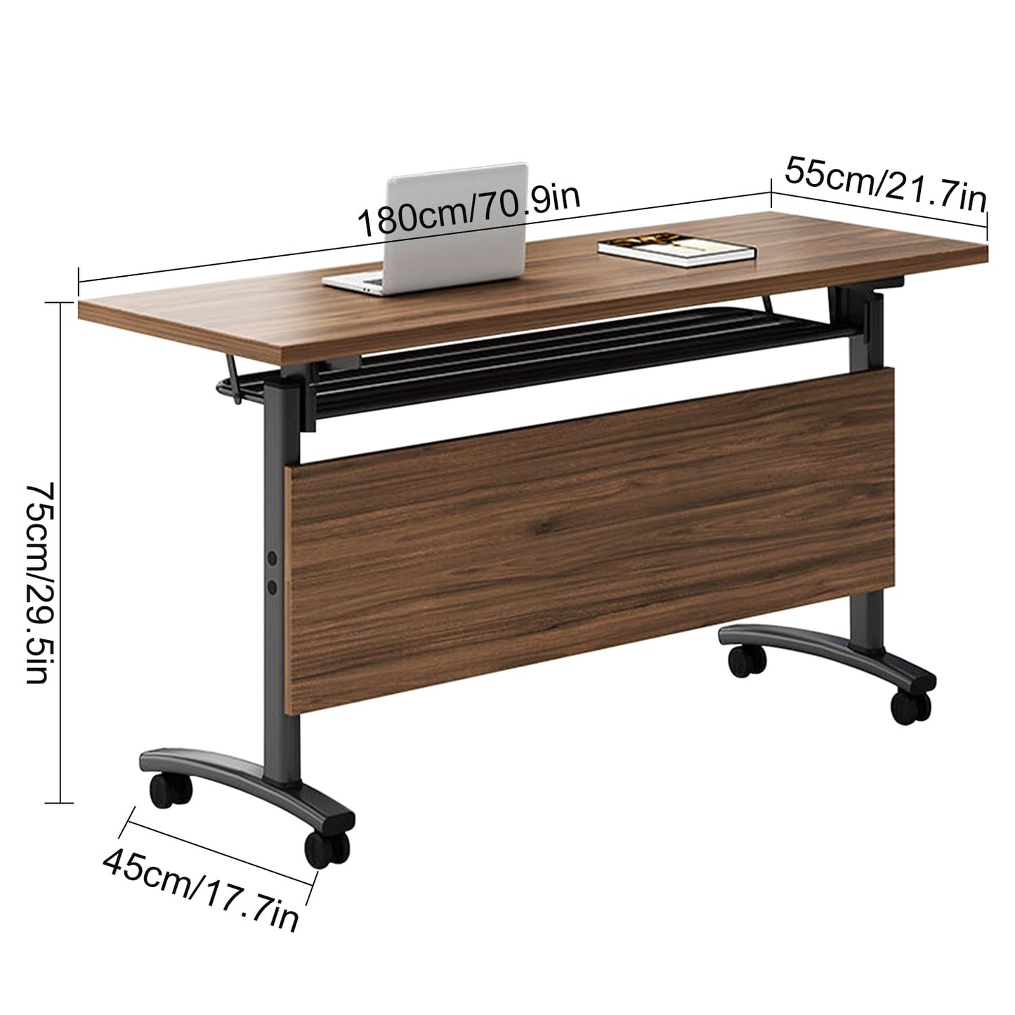 Conference Room Table,Folding Conference Table,Flip Top Rolling Mobile Table with Silent Locking Wheels,Modern Portable Seminar Training Meeting Table Business Tables (6 Pack, 70.9x21.7x29.5i - WoodArtSupply