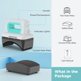 ITEFDTUTNE Hat Press Machine, Mini Hat Heat Press Machine with 4 Heating Levels & Auto-Off, Handheld Cap Easy Press with 3.5"×5.5" Curved Heat Plate, 2 Press Platens, A Safety Base, Green ITEFDTUTNE