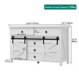 YITAHOME 54" Farmhouse Dresser, Large Modern Chest of Drawers, Wood Rustic Dresser TV Stand with 5 Drawers & 2 Sliding Barn Doors for Dining Room, Entryway, Hallway, White YITAHOME