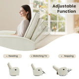 CANMOV Rocker Recliner Chair,360°Swivel Nursery Glider Recliner,Manual Recliner Sofa with Padded Armrest and Backrest,Leather Recliner for Small Spaces,Living Room,Bedroom,White CANMOV