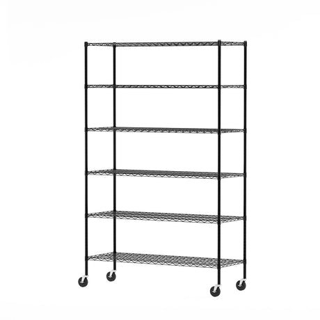 Furinno Wayar 6-Tier Metal Storage Shelf Rack, 48 x 18 x 78, Black Furinno