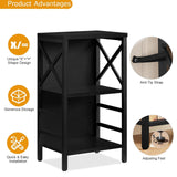 MNEETRUNG Small Bookcase,3 Tier Industrial Short Bookshelf with Metal Frame and Backboard,Low Black Bookshelf, Small Office Book Shelf for Small Spaces, Living Room, Bedroom and Home Office MNEETRUNG