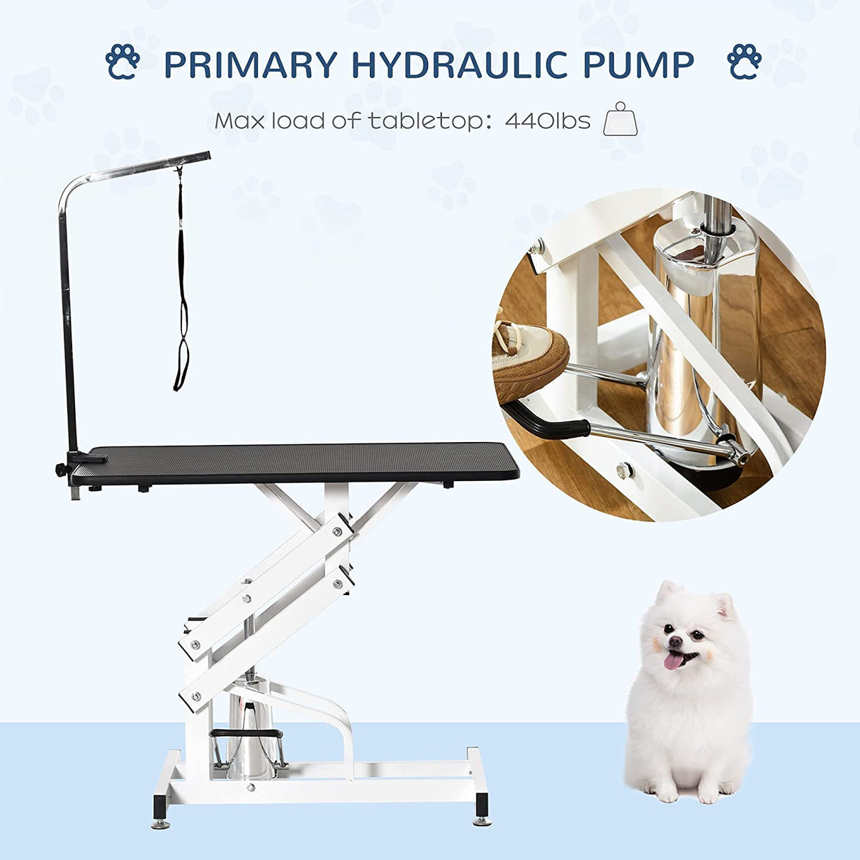Afqxf Hydraulic Dog Grooming Table Heavy Duty for Small/Medium/Large Dogs, Pet Grooming Table with Adjustable Overhead Arm and Noose, Height Adjustable 21''-36'', 42.5''/ Black Afqxf
