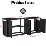 GDLF 125-150 Gallon Fish Tank Stand, Heavy Duty Metal Aquarium Stand with Power Outlet and Cabinet for Fish Tank Filters and Accessories,72.8" L*18.9" W,2200LBS Capacity (Stand Only) GDLF