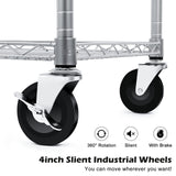 WDT 990Lbs Capacity Heavy Duty Rolling Utility Cart, NSF Rolling Carts with Wheels,Commercial Grade Metal Cart with Handle Bar & Shelf Liner,Trolley Serving Cart for Restaurant,Kitchen,Gray WDT