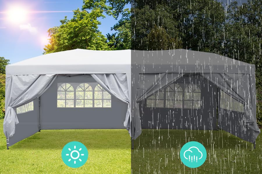 GDY 10x20 ft Instant Pop up Canopy, Party Tent Folding Heavy Duty Gazebos with Removable Sidewalls and Wheeled Bag. GDY