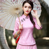 Chinese womens short suit Han spring and summer twopiece set of tea S2 top single piece L ChenKongHai