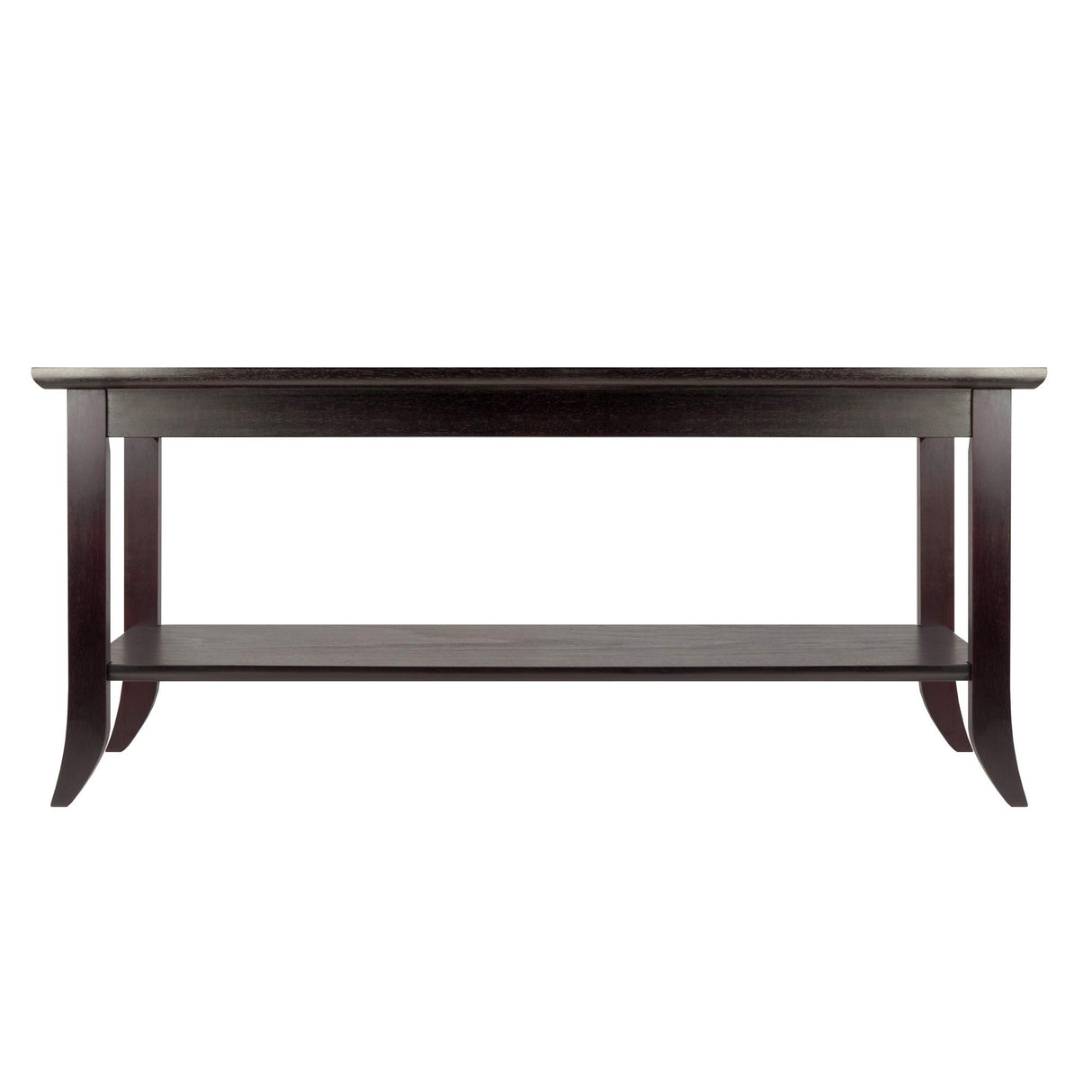 Winsome Genoa Rectangular Coffee Table with Glass Top And Shelf, Espresso Winsome