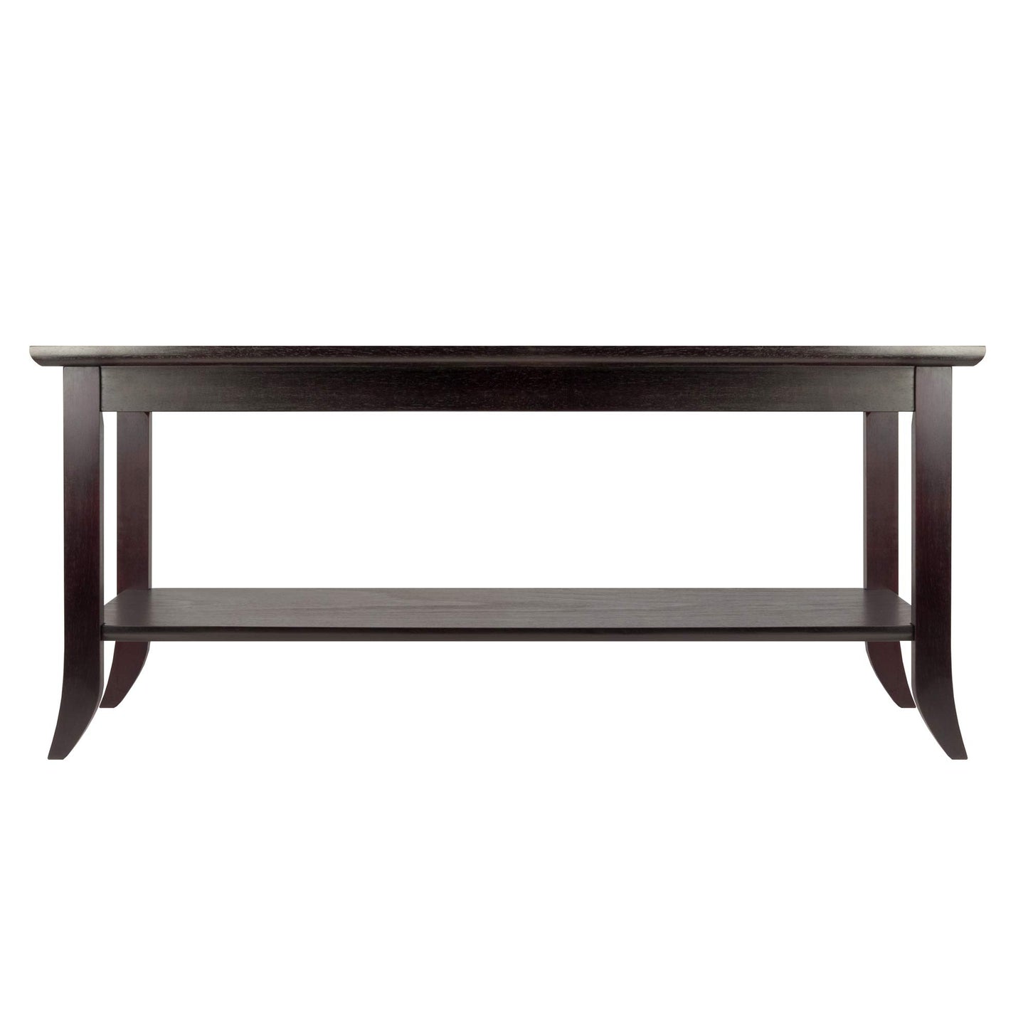 Winsome Genoa Rectangular Coffee Table with Glass Top And Shelf, Espresso - WoodArtSupply