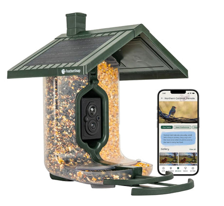 FeatherSnap Scout Wi-Fi Solar Powered Smart Bird Feeder - Automatically Captures HD Pictures and Videos! Best Gift for Bird Watchers! Dual Seed chamber - Feather Snap FeatherSnap