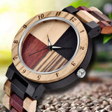 Inverted Geometric Wood Watch Creative Quartz Watch for Men Hand-Made Wooden Watches Dentily
