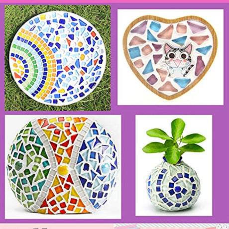 BTMIEY 500g Glue Down Irregular Tiny Mosaic Tile Hobbies Children Handmade Crystal Craft for Bathroom Kitchen Home Decoration DIY Art Projects,0.4X0.4 Inch(Mixed Color Series) BTMIEY
