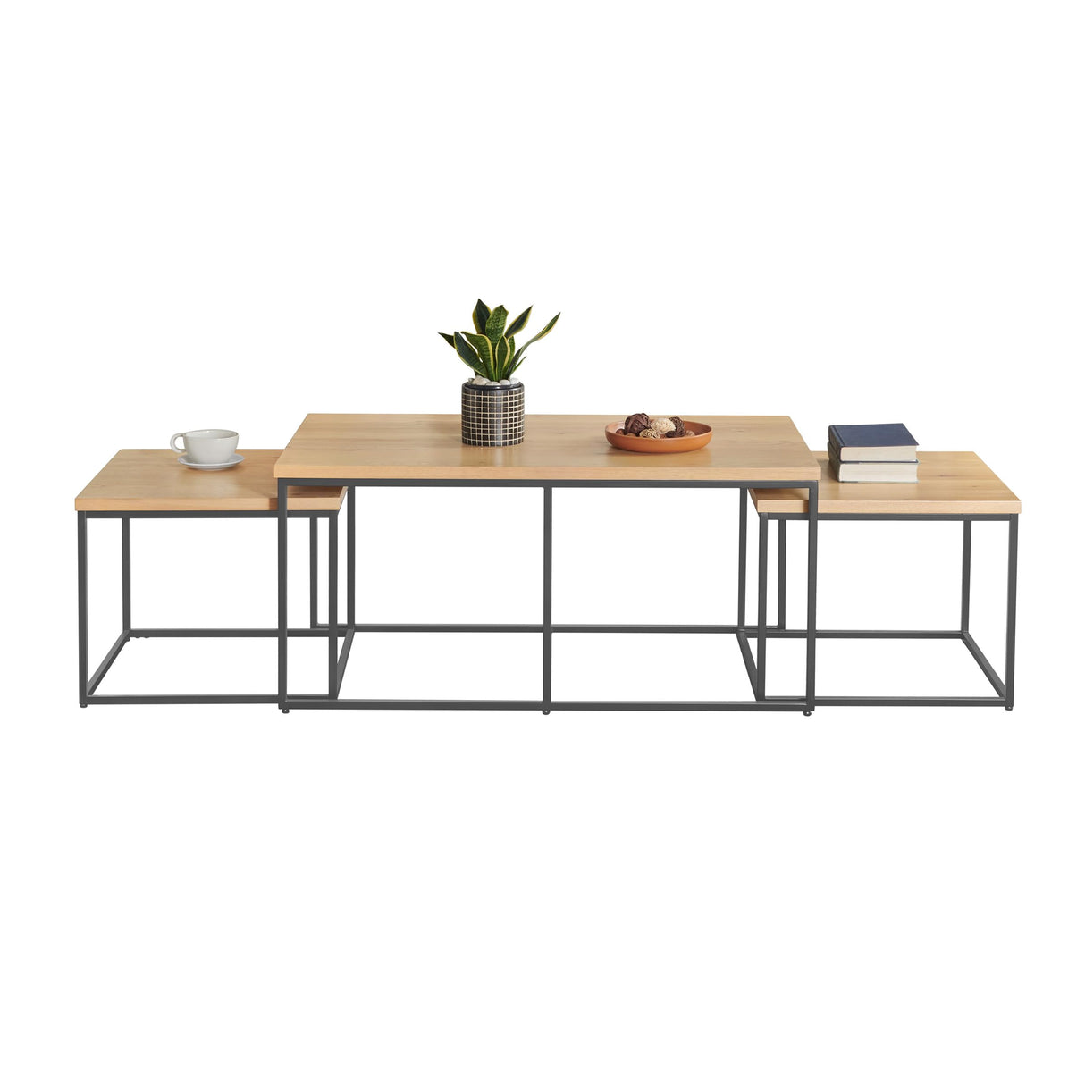 Lavish Home 3-Piece Coffee Table Set - Modern Nesting Tables with Large Table and Side Tables - for Living Room, Apartment, or Dorm (Walnut) Lavish Home