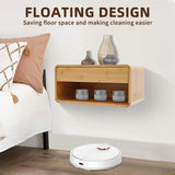 Peakora Bamboo Floating Nightstand with Storage Drawer Wall Mounted Bedside Table End Tables with Open Shelf Small Spaces Wall Mounted Shelf Storage Modern End Table for Bedroom, Natural Peakora