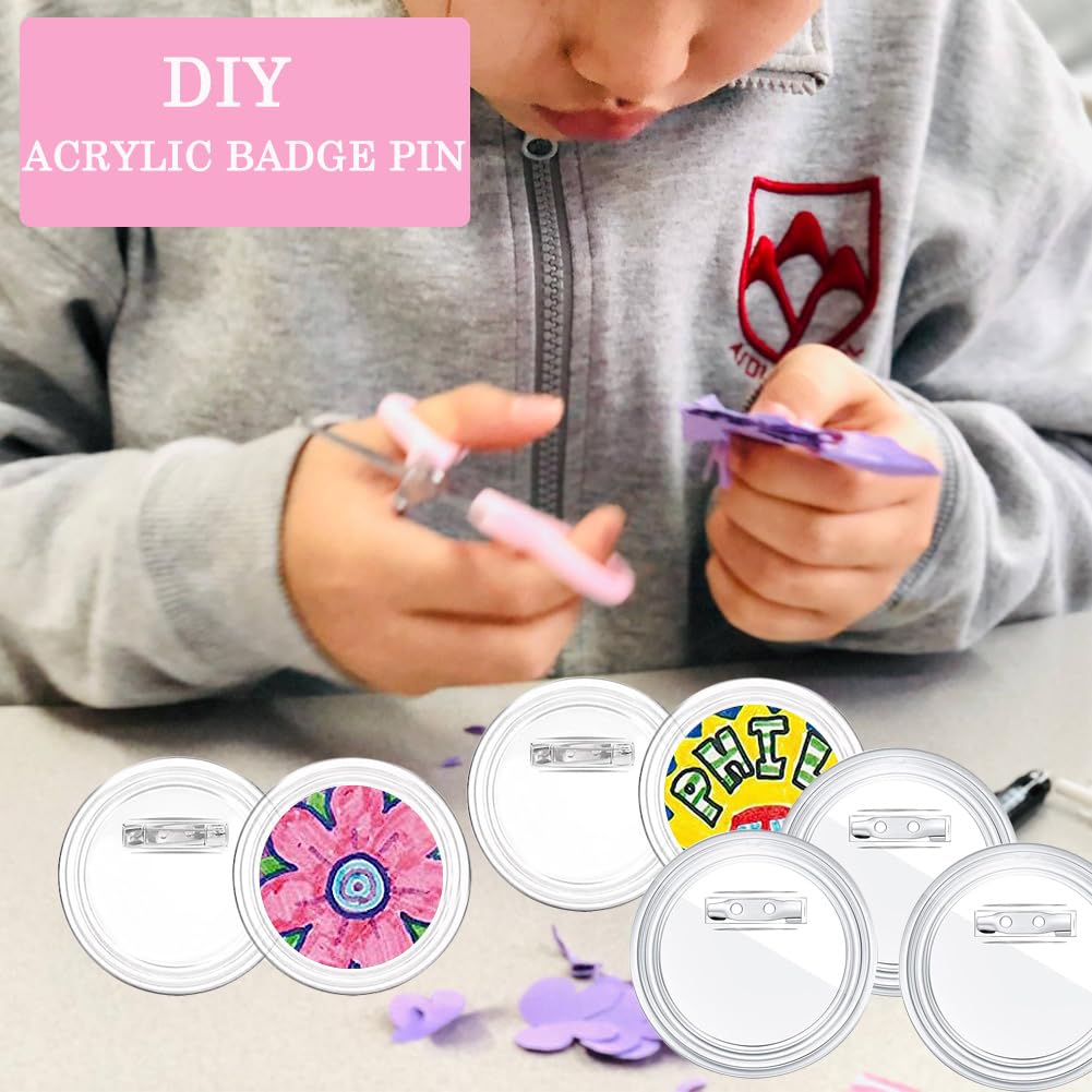 3 Inch Acrylic Button Pins Clear Plastic Button Badges Pin Large Craft Button with Pin Blank Pins DIY Photo Buttons Pin Picture Buttons Badges Kit for DIY Crafts (25) MIOINEY