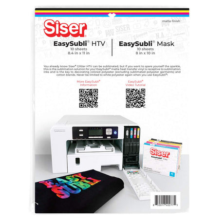 Siser EasySubli HTV - Printable Sublimation Heat Transfer Vinyl - 10 Sheets of EasySubli (8.4"x11") and 10 Sheets of EasySubli Mask (8"x10") Siser