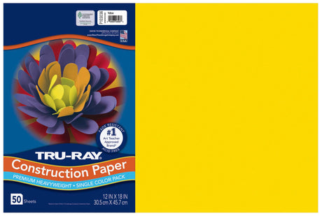 Tru-Ray® Heavyweight Construction Paper, Yellow, 12" x 18", 50 Sheets Tru-Ray