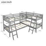 Harper & Bright Designs L Shaped Bunk Bed for 4, Quad Bunk Bed Twin Size, Wooden Bunk Bed Frame for Kids Teens Adults - Gray Harper & Bright Designs