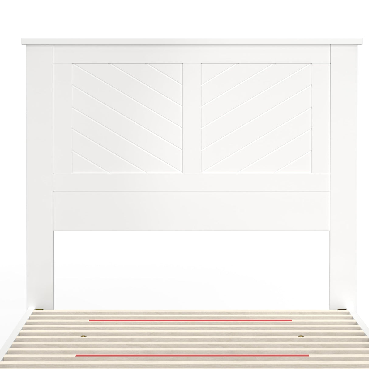 ComfIQ Serene Farmhouse Style Wood Bed in Twin Size with Chevron Scoring Headboard, Coastal Modern Design, Sturdy, Easy Assembly, Ample Underbed Storage, White Finish ComfIQ