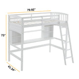VINGLI Space-Saving Twin Loft Bed with Desk & Bookshelf for Kids and Teens VINGLI