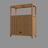 Xmatch Large Capacity Bamboo Bathroom Storage Cabinet with Open Shelf and 2 Doors Xmatch