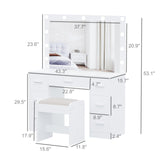 Irontar Vanity Desk with Stool, Makeup Table with Lighted Mirror, 3 Color Lighting Modes, Brightness Adjustable, Dressing Table with Drawers, Vanity Table Set for Women, White WDT004WD Irontar