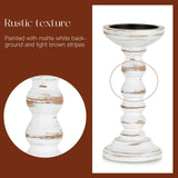 Candeldo Wood Candle Holders for Pillar: Rustic Candles Holder Set of 3 Tall Table Centerpiece Decor Wooden White Farmhouse Candle Stands for Fireplace Mantle Decorations Candeldo