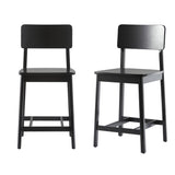 Walker Edison 2-Piece Minimalist Solid Wood Counter Stool, Set of 2, Black Walker Edison