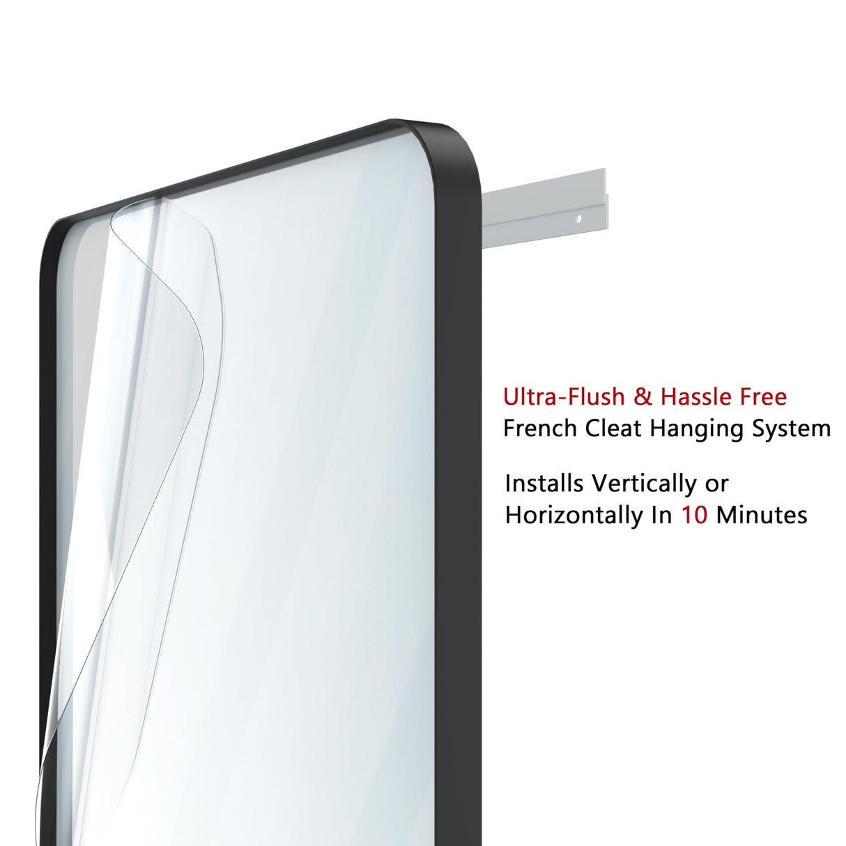 VocalStar 55 x 36 Inch Black Bathroom Mirror for Wall, Large Rounded Rectangle Metal Framed Bathroom Wall Vanity Mirror Farmhouse, 1/4-inch Shatterproof Glass | Ultra-Flush Hanging VocalStar