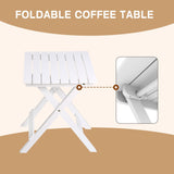 MUPATER Outdoor Rocking Chair Set 3-Piece Patio Wooden Rocker Bistro Set with Foldable Table and Curved Seat, White MUPATER