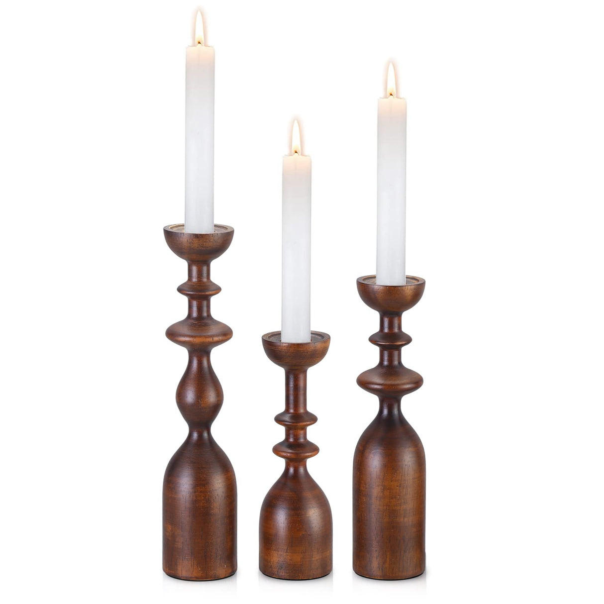 HOWSILAY Candle Holder Wood Candle Holders for Table Centerpiece Candlestick Holders Modern Farmhouse Decor Candlesticks fits 3/4" or 7/8" Taper Candle and Dia 1.5" Led Tea Lights or Pillar Candles HOWSILAY