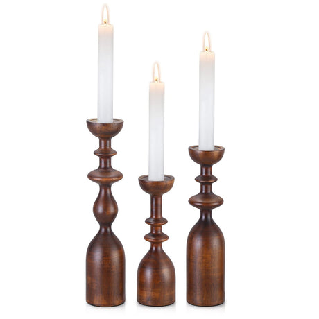 HOWSILAY Candle Holder Wood Candle Holders for Table Centerpiece Candlestick Holders Modern Farmhouse Decor Candlesticks fits 3/4" or 7/8" Taper Candle and Dia 1.5" Led Tea Lights or Pillar Candles HOWSILAY