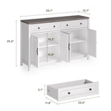 Gizoon Farmhouse Kitchen Sideboard Buffet Cabinet with Storage, Wood Coffee Bar and Storage Sideboard with Drawers and Doors for Kitchen, Dining Room, 15.7" D x 55.1" W x 35.3" H, White/Rustic Brown Gizoon