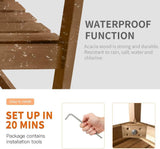 FDW Patio Garden Armrests Sturdy Acacia Front Porch Chair 705Lbs Weight Capacity Best Outdoor Wood Bench, Natural Oiled FDW