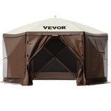 VEVOR Gazebo Screen Tent, 10 x 10 ft, 6 Sided Pop-up Camping Canopy Shelter Tent with Mesh Windows, Portable Carry Bag, Ground Stakes, Large Shade Tents for Outdoor Camping, Lawn and Backyard VEVOR