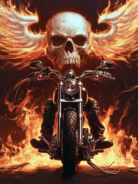 Handsome Skull Motorcycles Diamond Art Painting Kits for Adult,Transportation Vehicles 5D Diamond Art for Adults,Round Drill Painting by Diamonds Art and Crafts for Home Wall Decor Gift 12x16 Inch CEQOLI