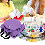 LoDrid Embroidery Kit, Embroidery Project Bag with Embroidery Kit, Portable Craft Carry Case with Starter Kit, Embroidery Supplies Storage Bag and Cross Stitch Kits for Beginner, Adults, Purple