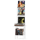 Giantex Record Player Stand with Vinyl Storage, 5-Tier Tall Turntable Stand with Record Holder Vinyl Display Shelf, Holds up to 200 Albums, Vinyl Record Storage for Living Room, Bedroom (White) Giantex
