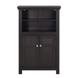 Spirich Bathroom Storage Cabinet, Floor Wood Cabinet with Doors and Adjustable Shelves, Freestanding Entryway Cabinet Organizer (Espresso) Spirich