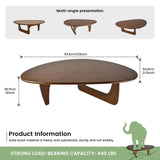 Solid Wooden Modern Triangle Coffee Table: Unique Funky Coffee Tables for Living Room, Oval Mid-Century Irregular Abstract Tea Tables for Patio Office Balcony Bedroom (Walnut, 33" L x 22" W x 16" H) YuUniqex